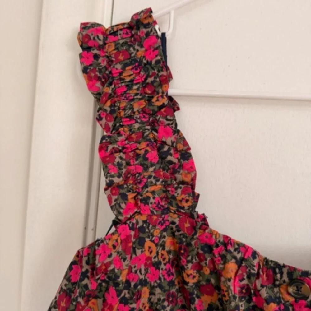 Treasure & Bond Nordstrom Floral Button Front Blouse Large NWT Ruched Straps - Picture 4 of 10